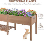 ketive Raised Garden Bed with Legs Outdoor,Elevated Garden Box,Storage Shelf, Protective Liner for Backyard,Patio,Balcony,80x23x30in (Brown) - Image 6