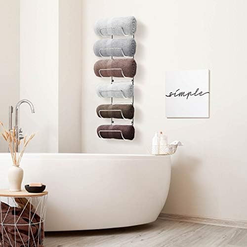 Sorbus Towel Rack, 6-Compartment Wall-Mount, Wall-Mounted (Silver) - Image 2