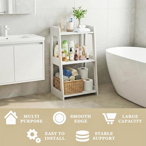 3-Tier Bathroom Ladder Shelf Freestanding, 15.7" W x 27.6" H - Image 5