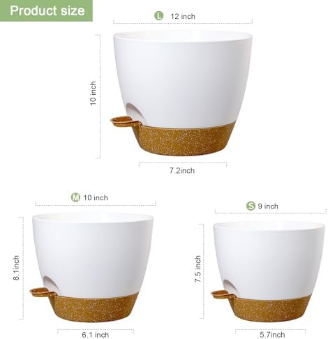 WSMKSZ 12/10/9 inch Self Watering Pots for Indoor Outdoor Plants, Set of 3 - Image 2