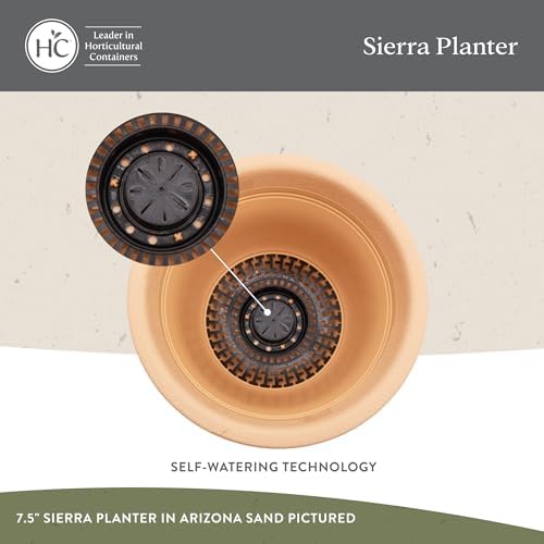 The HC Companies Sierra Round Self-Watering Pot - Lightweight Plastic Planter for Herbs & More - Durable Plant Pots for Indoor Plants & Outdoor Plants (13” Arizona Sand, Pack of 2) - Image 3
