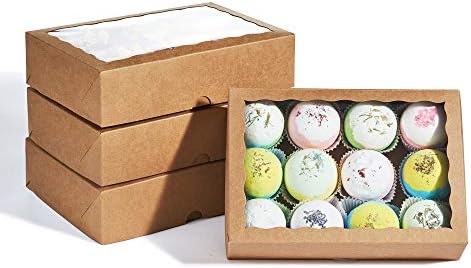 24PCS 10 x 7 x 2.5 inches Brown Strawberries Boxes with Display Window, Sweet Treat Boxes for Cookies, Donuts, Macarons, Muffins& Hot Coca Bombs, Perfect for Any Celebration - Image 6