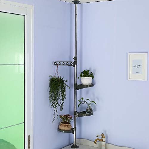 BAOYOUNI Plant Stand Tension Rod, 3 Trays+1 Arm Adjustable Grey - Image 3