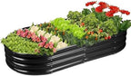 Rakukiri Raised Garden Bed GRS Certified Galvanized Planter Box Outdoor, 5ft Oval Rot-Resistant Metal Garden Bed Planter, Recycled Material Planter for Vegetables Flowers Herbs (Black) by RaisedGardenBed