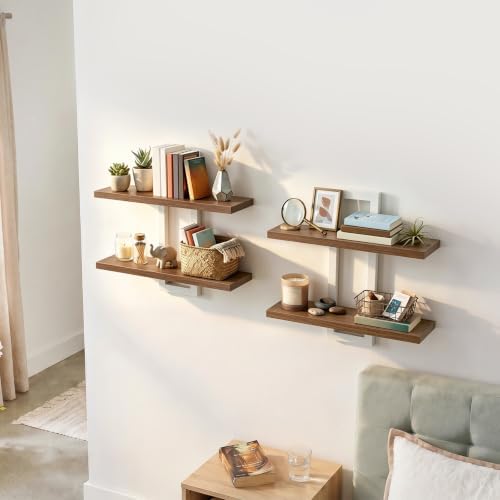 HOOBRO 2-Tier Floating Shelves, 15 Inch Wall Shelf Set of 2 - Image 5