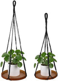 2 Pack Macrame Plant Hanger, 41'' & 32'' Plant Hanger Indoor Set with 12'' & 9.8'' Wood Trays, Bohemian Hanging Planter with Hooks for Living Room Window, Home Decor by Unknown