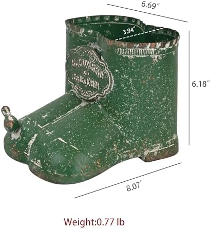 Vintage Distressed Metal Boot Planter with Bird Accent Farmhouse Decorative Plant Pot for Succulents, Small Plants & Floral Arrangements, Boot-Shaped Flower Pot for Indoor Outdoor Garden Balcony Decor - Image 2