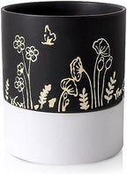 Nihow Self Watering Pots for Indoor Plants,6 Inch,Black,Hand Painting by Nihow