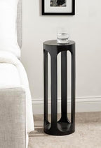 Kate and Laurel Dahl Modern Wooden Round Drink Table; 8 x 23; Black; Transitional Circle Wood Accent Pedestal Table for Living Room Plant Stand or Small Bedroom Nightstand - Image 2