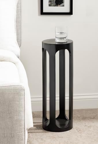 Kate and Laurel Dahl Modern Wooden Round Drink Table; 8 x 23; Black; Transitional Circle Wood Accent Pedestal Table for Living Room Plant Stand or Small Bedroom Nightstand - Image 2