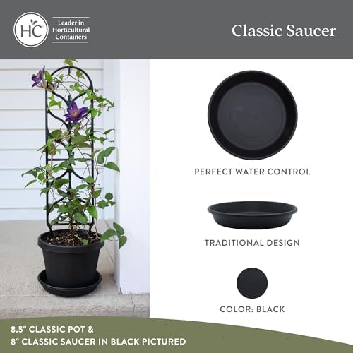 The HC Companies Flower Pot Saucers - Plastic Plant Saucer for Outdoors & Indoors - Traditional Design Plant Pot Trays for Water Drainage - Durable & Stylish Round Plant Tray (17.5-inch Black) - Image 2