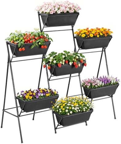 5-Tier Vertical Garden Planter with 7 Plant Boxes & Drainage Trays by SunexinloDirect