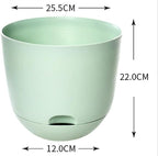Plant Pots 10 Inch Green Color Self Watering Pots, Set of 2 Plastic Planters with Drainage Holes and Saucers,Plastic Flower Pots,Nursery Planting Pot for Indoor Out Door Plants - Image 2