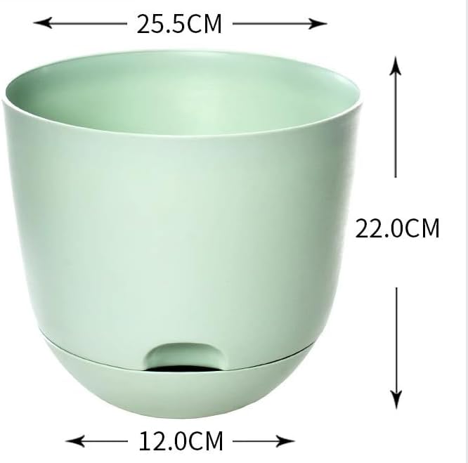 Plant Pots 10 Inch Green Color Self Watering Pots, Set of 2 Plastic Planters with Drainage Holes and Saucers,Plastic Flower Pots,Nursery Planting Pot for Indoor Out Door Plants - Image 2