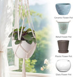 Boho Macrame Plant Hangers Set (6-Pack) - White - Image 7