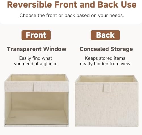 StorageWorks Closet Organizer Bins with Clear Window, Beige, 12.75x12.75x9 - Image 5