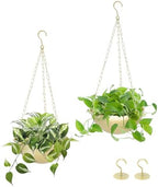 AceList 2 Pack Hanging Planter for Indoor Plants - Boho Metal Wall Planter 7.28 Inch with Hooks and Chins, Plant Hanger Decor for Window and Patio by AceList
