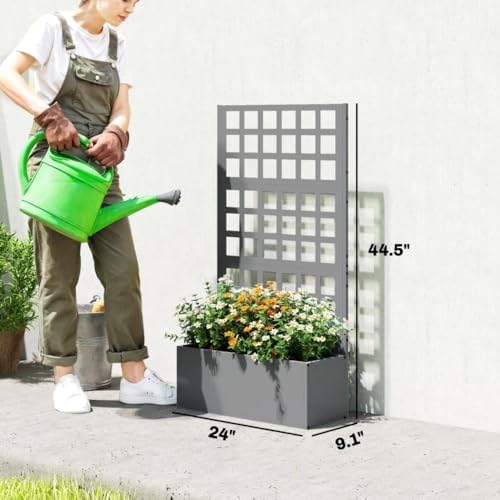 Outdoor Metal Raised Garden Bed - Climbing Plants Stand Raised Planters, Privacy Screen Garden Box Large Flower Bed Weather-Resistant Design 2 Drainage Holes for Planting Flowers Vegetables - Image 7
