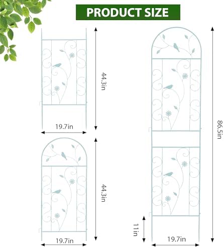 2 Pack 86.5" x 19.7" Metal Garden Trellis for Climbing Plants, Green - Image 3