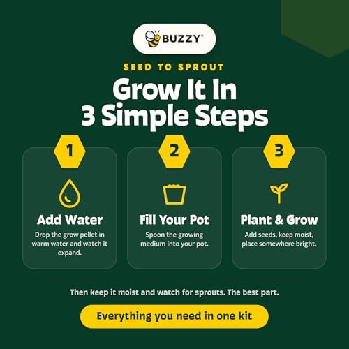BUZZY 2 Pack Sunflower and Marigold Cherry Tomato Indoor Grow Kits with Yellow and Blue Planters, Non-GMO Seeds and Growing Medium, Windowsill Gardening Gift for Beginners - Image 5