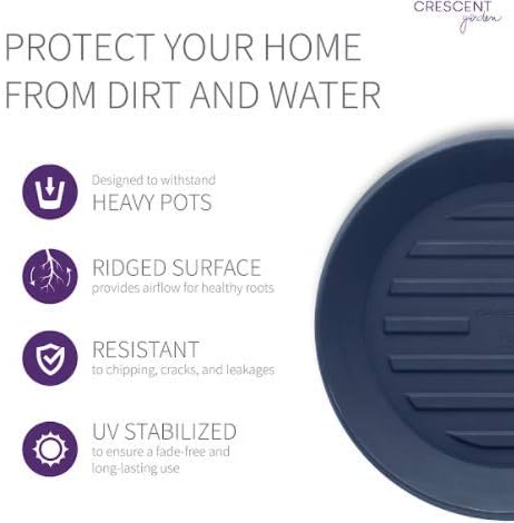 Crescent Garden Universal Round Planter Saucer, Heavy Duty Drainage Dish for Plant Pots, Extra Large Plant Dishes Saucer, Indoor & Outdoor Plant Tray - Midnight Blue (23" Inner, 25.5" Outer Diameter) - Image 6