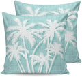 Throw Pillows 18x18 Set of 2, Tropical Palm Tree Waterproof Outdoor Pillow Covers with Insert, Vintage Mint Green Exotic Botanical Plants Decorative Pillowcase Cushion for Patio, Garden, Couch by Unknown