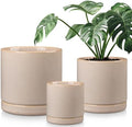 vancasso Ceramic Planters, Plant Pots for Indoor Plants, 6.25+8.25+10.25 Inch Ceramic Pots for Plants, Flower Pots with Drainage Holes (Gray, 6.25+8.25+10.25 Inch) by vancasso