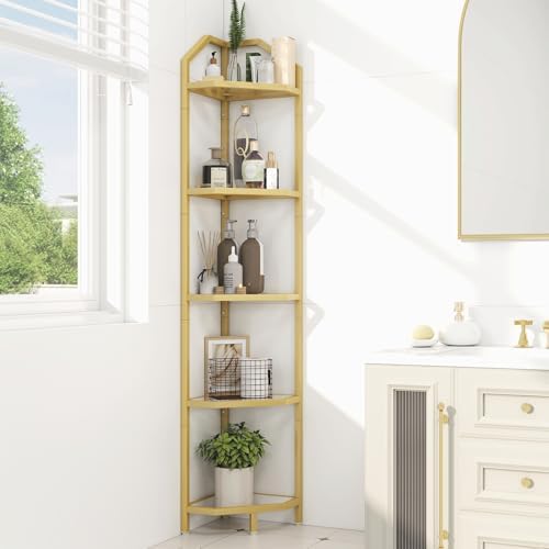 Dreamland 5-Tier 70in Metal Corner Shelf Pack of 1, Gold by Dreamland