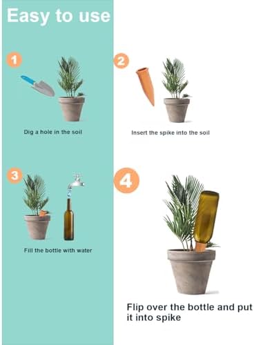 vensovo Terracotta Self Watering Spikes - 24 Pcs Potted Plant Watering Devices Vacation Self-Watering Stakes for Outdoor, Indoor Plants, Wine Bottle - Image 3
