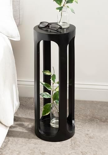 Kate and Laurel Dahl Modern Wooden Round Drink Table; 8 x 23; Black; Transitional Circle Wood Accent Pedestal Table for Living Room Plant Stand or Small Bedroom Nightstand - Image 6