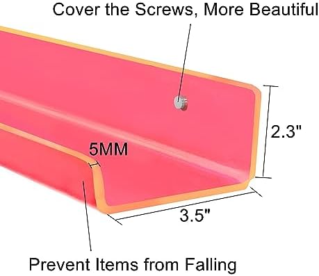 ROYALITA 2-Pack Acrylic Shelves Wall Mounted, 24 Inch Floating Shelves - Image 6