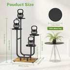 iDavosic.ly Plant Stand Indoor with Metal Trays, 4 Tier Shelf, Black Brown - Image 2