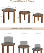 3-Pack Round Wooden Plant Stand Indoor, Heavy Duty Plant Stool - Image 2