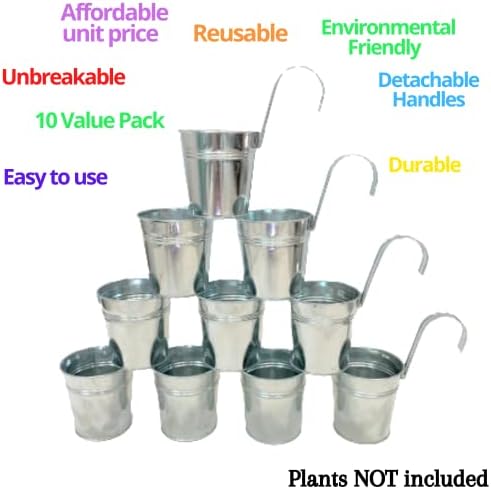 LaLaGreen Rail Planter for Balcony (6 in, 10 Pack) Silver Metal Railing Pot - Image 6