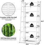 Homykic Bamboo Ladder Shelf and Bamboo Laundry Hamper Bundle, White - Image 3