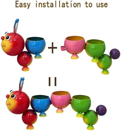 Metal Yard Art Garden Decor Handmade Cute Caterpillar Flower Pot for Mini Plant Cactus Flower Planter, Small Flower Pot for Office Desktop Yard Garden, Birthday Gift for Mom, Grandma-Colorful - Image 4