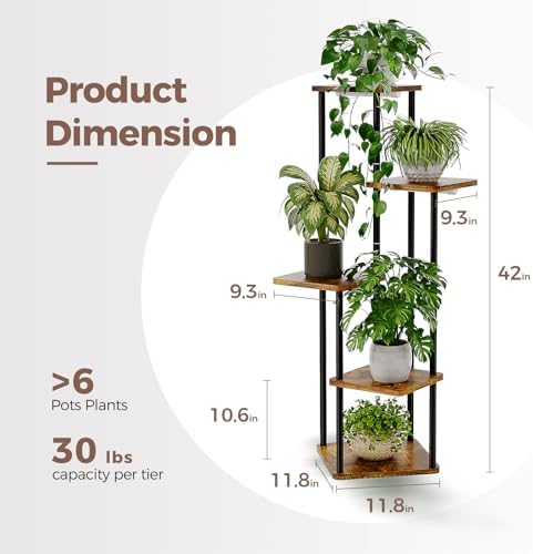 Bamworld Tall Plant Stand Indoor with Grow Light Corner Plant Shelf - Image 5