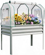 Raised Garden Bed with Cover, Galvanized Metal Elevated Planter Box with Legs, Raised Planter Box for Backyard, Patio, Balcony, 48x24x56 in, Silver by Garvee