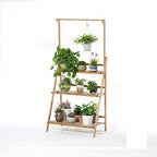 Rustic Wooden 3-Tier Ladder Folding Raised Plant Stand,Flower Plant Display Stand Rack,Freestanding Home Decor Shelves,27.6x15.7x37.8in - by NszzJixo9 - Image 2