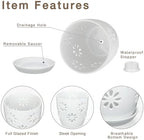 Oairse 6 inch Orchid Pots with Holes, White Ceramic Orchid Pot for Repotting Small Indoor Plant Pots with Drainage Holes and Saucers Decorative Flower Planter for Orchids, Indoor Plant - Image 3