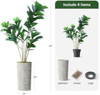 Artificial Tree in Geometric Pattern Planter, Fake Ficus Lyrata Silk Tree for Indoor and Outdoor Home Decoration - 66" Overall Tall (Plant Pot Plus Tree) - Image 3