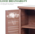 Outdoor Storage Cabinet & Potting Bench Table with Metal Top, Wooden Patio Furniture, Garden Workstation (Dark Brown, 36x31x17in) - Image 6