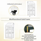 Knocbel 62" Height Portable Wooden Cold Frame Greenhouse with Wheels, Openable Roof and Adjustable Shelves, Flower Plants Shelf for Balcony Outdoor Indoor Backyard (White) - Image 4