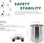 Longrun 11.8 Inch Dia Round Planter, Modern Indoor Outdoor Large Stainless Steel Plant Pot and Plant Caddy with Wheels for Home Patio Garden, Easy to Clean and Move - Image 2