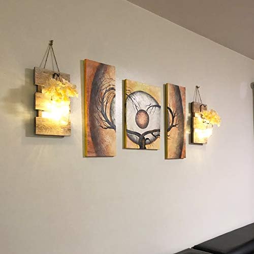 Rustic Mason Jar Sconces Wall Decor, Brown, Set of 2 - Image 4