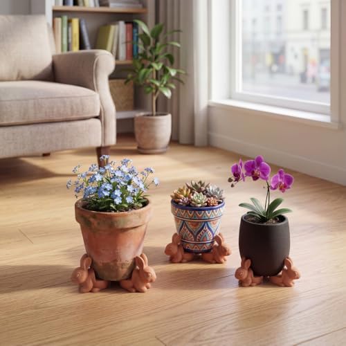 LemonRoad 12 Set Rabbit Pot Feet for Outdoor Planters, Terra Cotta Cement - Image 5