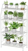 VyGrow Plant Stand, 4 Tier Plant Shelf for Indoor Outdoor, Heavy Duty Metal Tall Plant Stands Holder Rack for Living Room Balcony and Garden, White by VyGrow