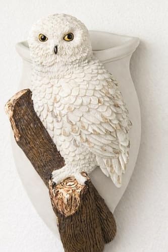 Snowy Owl Wall Planter Vase, 7 Inch, Bonded Marble Wall Pocket Caddy with Keyhole Mount, Spiritual Wisdom Decor, Native American Inspired Gift from SassyXpressions by www.SassyXpressions.com