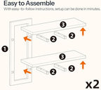 HOOBRO Floating Shelves, 15 Inch Wall Shelf Set of 3, Wall Mounted Storage Shelves 2-Tier, Hanging Bathroom Shelves, for Living Room, Bedroom, Bathroom, Kitchen, Walnut and Black BH32BJP301 - Image 7