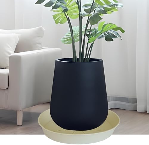 4 Pack of 18 19 inch Plant Saucer Drip Tray (16.6 inch Base), Heavy Duty Deep Plant Saucers for Pots, Plastic Flower Planter Water Trays for Indoors Outdoor (19", Beige) - Image 3